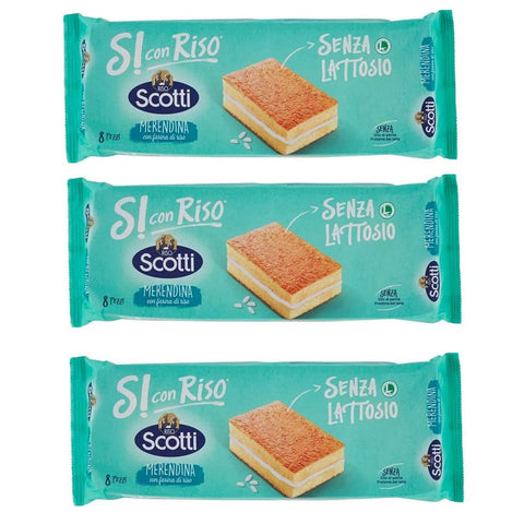 Riso Scotti Reiswaffeln Riso Scotti Merendina con Farina di Riso Snack mit Reismehl laktosefrei ( 8 x 25g ) 200g Reismehlsnack ohne Palmöl ohne Milchproteine 3x Original italienisch 8001860210037