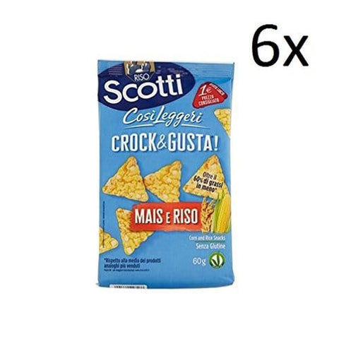 Riso Scotti Salzgebäck Riso Scotti Crock & gusta Crackers gesalzen Salzgebäck Mais und Reis 60 g 6x italienisch Original Snack 8001860228186