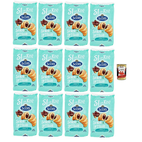 Riso Scotti Snack Kuchen & Backwaren Riso Scotti, Si con Riso - Cornetti Senza Lattosio nocciola, Laktosefreie Croissants mit Haselnusscreme – Kuchen Laktosefreie süßer Snacks, ohne Palmöl, 12x240 8032804040014