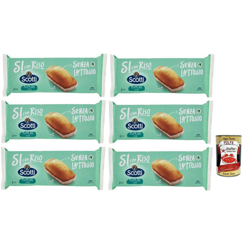 Riso Scotti Snack Kuchen & Backwaren Riso Scotti Si con Riso - Plumcake con Riso, Plumcake mit Reis, Kuchen Laktose -freie Süße Snacks, Palmöl ohne, 6x 190g Original italienisch inkl. Italian Gourmet Polpa 400g 8032804040014