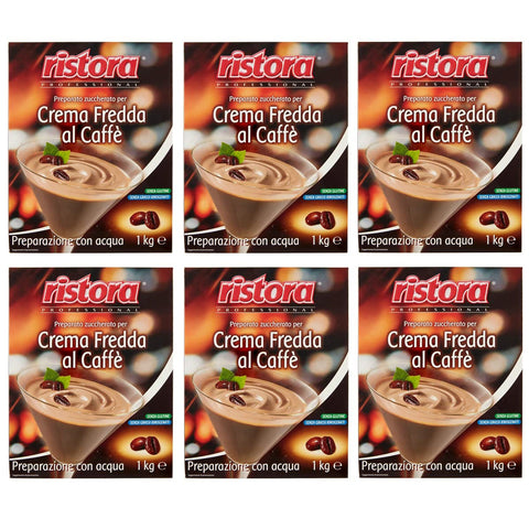 Ristora Professional Crema Fredda al Caffè Gesüßte Zubereitung für Cold Cream Glutenfrei Zubereitung mit Wasser 6x 1Kg italienisch Original