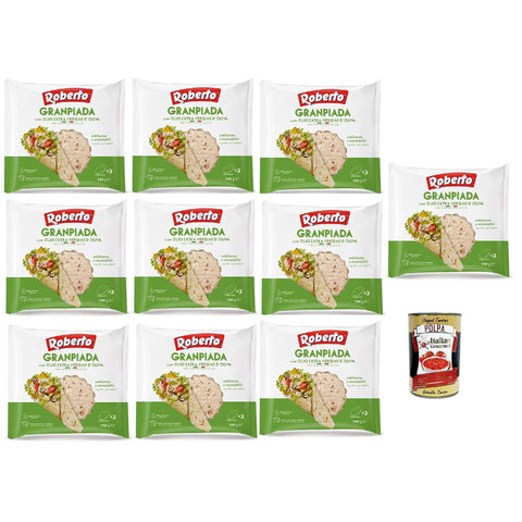 Roberto GranPiada mit extra native Olivenöl,Dünnes und Duftendes Piadina Brot, 10x Packung mit 330 g, Jede Packung enthält 3 Wraps italienisch Original