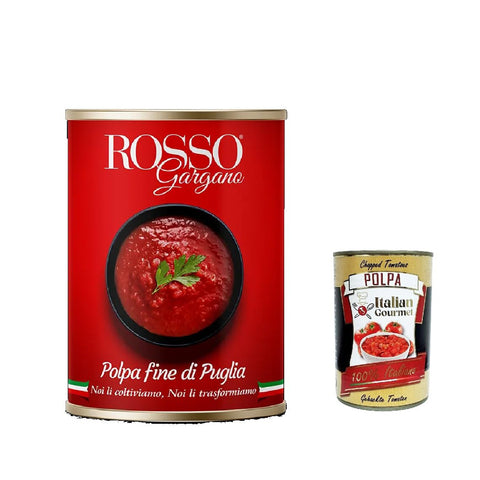 Rosso Gargano pomodori fine di Puglia, Tomatenpulpe Tomaten sauce 100% in 24x400g Original italienisch