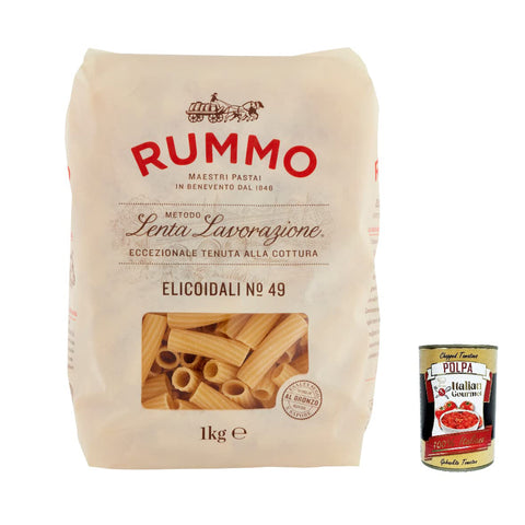 Rummo Elicoidali N. 49 Hartweizengrieß Pasta Italienische Nudeln Packung 1 kg 12x italienisch Original + kostenlos Polpa di Pomodoro 400 g Dose
