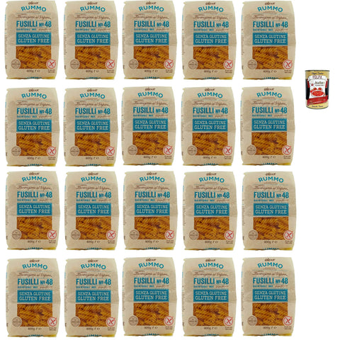Rummo Pasta Fusilli N° 48 senza Glutine, gluten free, 100% italienische Pasta nudeln glutenfrei 20x 400g Original italienisch inkl. Italian Gourmet Polpa 400g
