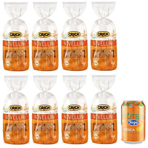 Rummo 8er - Pack Crich Kekse Novellini Shortbread - Kekse, Biscuits Cookies 1Kg Beutel + 1er - Pack Kostenlos Yoga Eistee Pfirsich Dose 330ml Original italienisch
