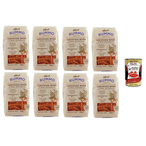 Rummo Maccheroncelli N° 7 Glutenfreie Pasta aus roten Linsen und braunem Reis. 8 x 300 g Koch- & Backzutaten italienisch Original