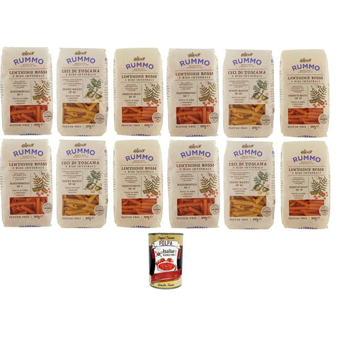 Rummo Koch- & Backzutaten Rummo Testpaket Glutenfreie Maccheroncelli N°7- Penne Rigate N°66- Pennette Rigate N°70 12 x 300gr Original italienisch inkl. Italian Gourmet Polpa 400g 8008343812702
