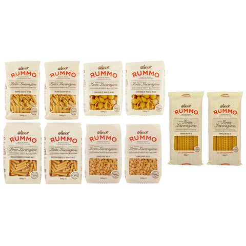 Rummo Pack Testpaket Pasta Maccheroncelli Penne Rigate Conchiglie Rigate Lumachine Tripoline,Italienische Nudeln aus Hartweizengrieß,Italienische Pasta 500 g italienisch Original