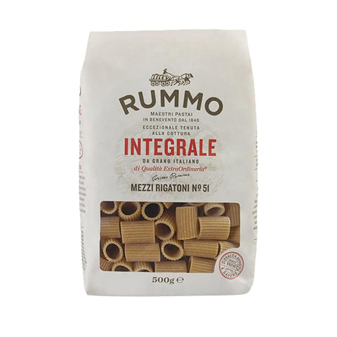 Rummo Pasta Integrale Mezzi Rigatoni N°51,Vollkornnudeln Nudeln Vollkorn Italienische Pasta 500g 16er-Pack Original italienisch