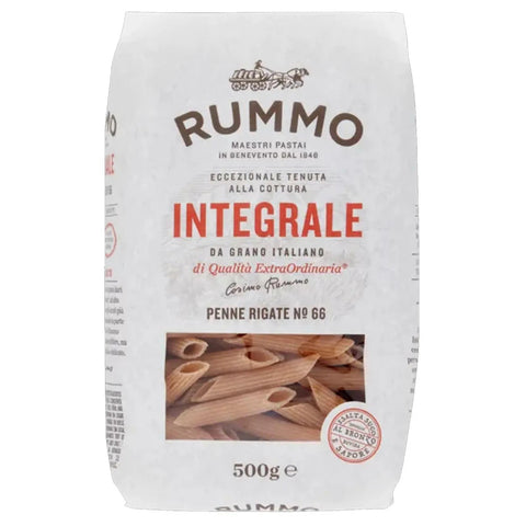 Rummo Pasta Integrale Penne rigate N. 66, Vollkornnudeln Nudeln Vollkorn Italienische Pasta 10x 500g inkl. Italian Gourmet polpa 400g Original italienisch