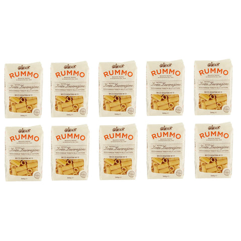 Rummo Mezzi Rigatoni N°51 Pasta Lenta Lavorazione Teigwaren aus Hartweizengrieß Bronze Zeichnung 10x500g Original italienisch