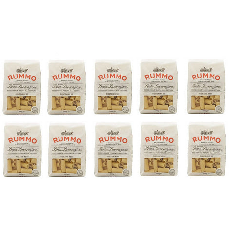 Rummo Rigatoni N°50 Pasta Lenta Lavorazione Teigwaren aus Hartweizengrieß Bronze Zeichnung 10x500g Original italienisch