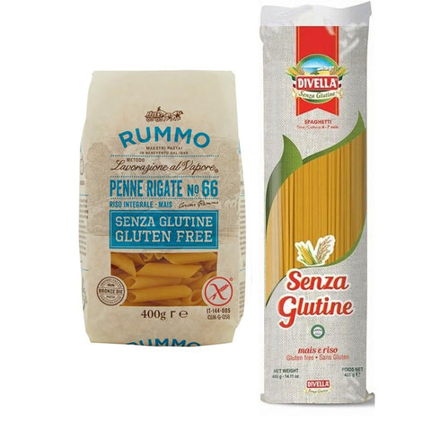 Rummo Testpaket Pasta Penne Rigate Divella Spaghetti Senza Glutine, Glutenfreie Nudeln Italienische Pasta 400g 12er-Pack Original italienisch