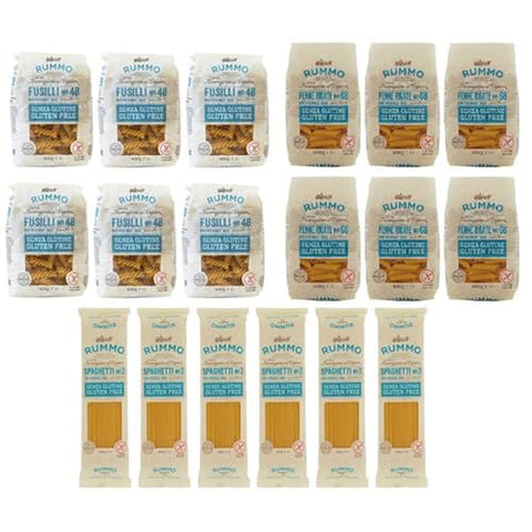 Rummo 18er Pack Testpaket Pasta Spaghetti Fusilli Penne Rigate Glutenfreie, Nudeln Senza Glutine 1x400g Original italienisch