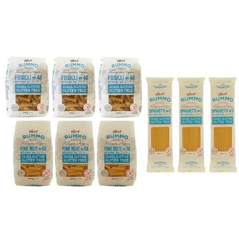 Rummo 9er Pack Testpaket Pasta Glutenfreie Spaghetti Fusilli Penne Rigate, Nudeln Senza Glutine 1x400g Original italienisch
