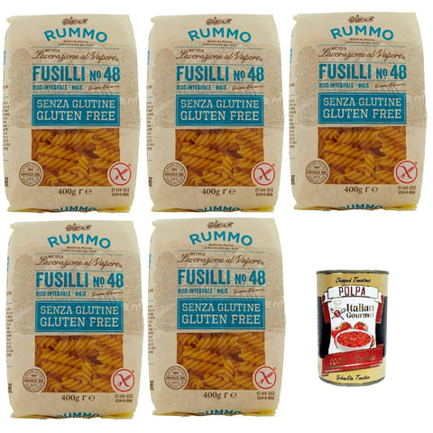 Rummo Pasta Nudeln Glutenfreie Fusilli N° 48 Bronze Gezeichnete gluteinfrei perfekt für Menschen mit Zöliakie oder Glutenunverträglichkeit 5x400 g italienisch