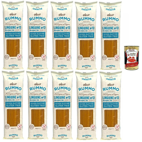 Rummo Längliche Pasta Rummo Pasta Nudeln Glutenfreie Linguine, Bronze Gezeichnete gluteinfrei, perfekt für Menschen mit Zöliakie oder Glutenunverträglichkeit 10x 400 g inkl. Italian Gourmet polpa 400g Original italienisch 8008343880138