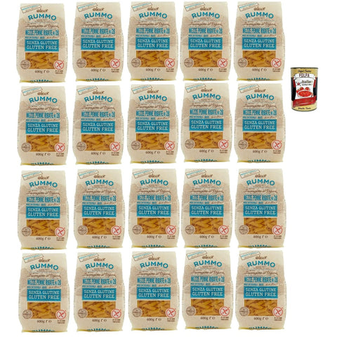 Rummo Längliche Pasta Rummo Pasta Nudeln Glutenfreie Mezze Penne Rigate N° 28, Bronze Gezeichnete gluteinfrei, perfekt für Menschen mit Zöliakie oder Glutenunverträglichkeit, 20x 400 g italienisch Original 8008343880282