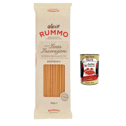 Rummo Bucatini N. 6 Hartweizengrieß Pasta Italienische Nudeln Packung 500 g 10x italienisch Original + kostenlos Polpa di Pomodoro 400 g Dose