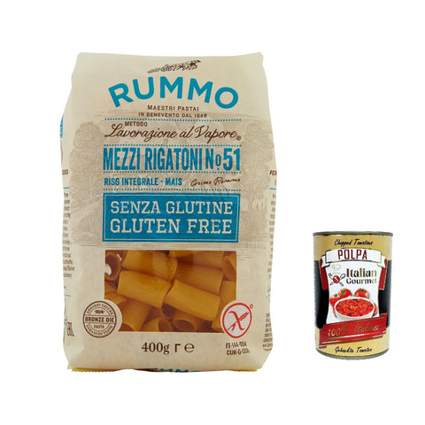 Rummo Pasta Mezzi rigatoni n. 51 senza Glutine gluten free 100% italienische Pasta nudeln glutenfrei 400 g 10x italienisch Original + kostenlos polpa 400 g