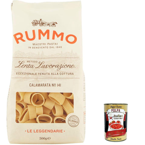 Rummo Calamarata N°141 Pasta Lenta Lavorazione Teigwaren aus Hartweizengrieß Bronze Zeichnung 12x500g Original italienisch
