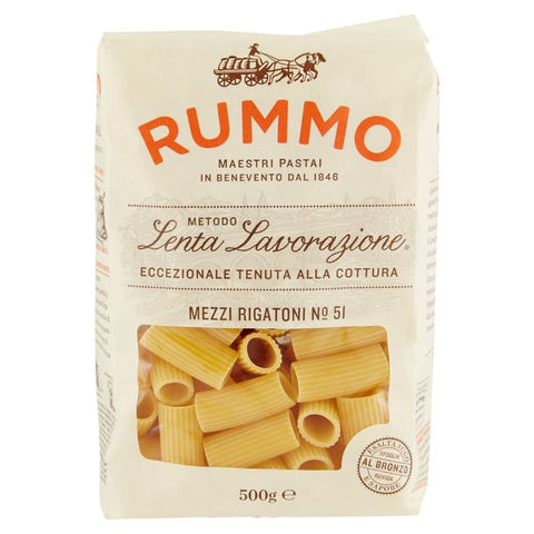 Rummo Nudeln & Pasta Rummo Mezzi Rigaton N. 51 Hartweizengrieß Pasta Italienische Nudeln 500g Packung 10x Original italienisch inkl. Italian Gourmet Polpa di Pomodoro 400g Dose 8008343200516