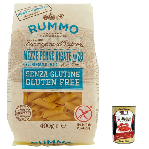 Rummo Nudeln & Pasta Rummo Pasta Mezze Penne rigate n. 28 senza Glutine, gluten free, 100% Pasta nudeln glutenfrei 20x 400g inkl. Italian Gourmet polpa 400g Original italienisch 8008343880282
