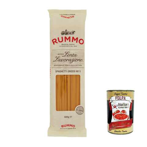 Rummo Spaghetti grossi N. 5 Hartweizengrieß Pasta Italienische Nudeln Packung 500 g 10x italienisch Original + kostenlos Polpa di Pomodoro 400 g Dose