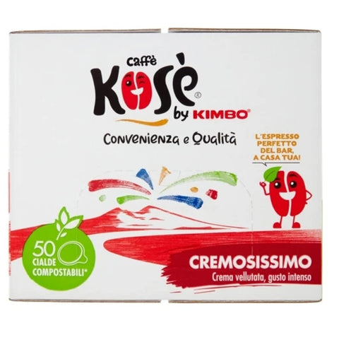 Caffè Kosè Geröstete Bohnen MHD 13/11/2026 Kosè Cremosissimo Cialde Dosettes Compostables* Pour Machines À Expresso 50 x 7 g 8002200144029