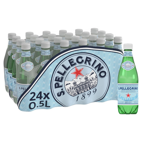 S.pellegrino San Pellegrino Sprudelndes natürliches Mineralwasser, 24 x 500 ml Kohlensäurehaltiges Wasser italienisch Original