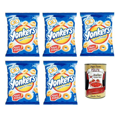 Saiwa Pasten & Kochsaucen Saiwa Yonkers Snack al Formaggio Knusprige Maisringe mit Käsegeschmack Nicht Frittierte Käse Snacks Beutel 5x 100g italienisch Original 4009267000064