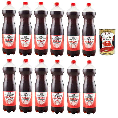 San Benedetto Ben Cola, erfrischend Koffeinhaltige Cola in Flaschen aus 100% recyceltem Material, cola soft frink, EINWEG 12x 1,5 Lt italienisch Original