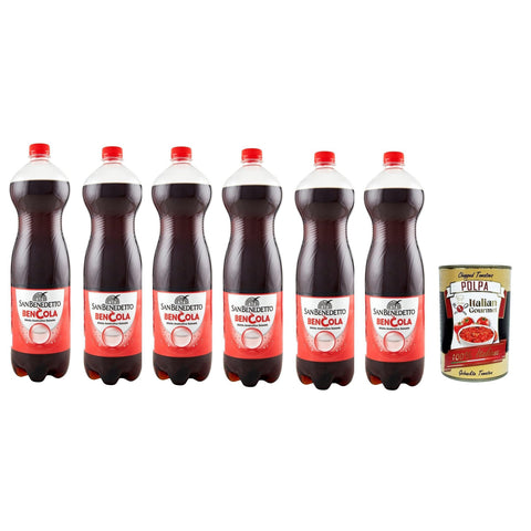 San Benedetto Ben Cola, erfrischend Koffeinhaltige Cola in Flaschen aus 100% recyceltem Material, cola soft frink, EINWEG 6x 1,5 Lt italienisch Original