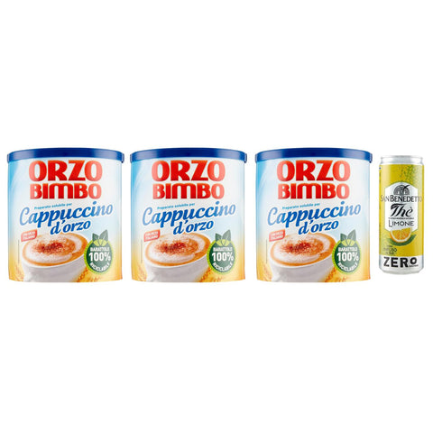 San Benedetto 3er Pack Orzo Bimbo Cappuccino D'orzo Solubile Löslich Gersten Cappuccino eine koffeinfreie 150g + 330ml italienisch Original