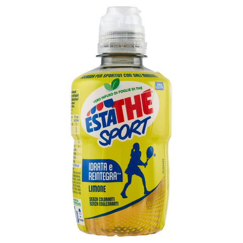 Estathè Sport Limone Erfrischendes Zitronengetränk mit Mineralien und praktischem Sportverschluss für Schule, Büro, Training, Fußball, Tennis und Fitness. 12 x 250 ml