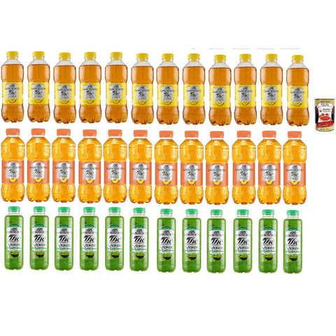 San Benedetto Testpaket, Thè Verde, limone und pesca 24x500 ml, 12x400 ml Eistee The' grüner Tee, zitrone und pfirsch PET Einweg, ice tea erfrischend