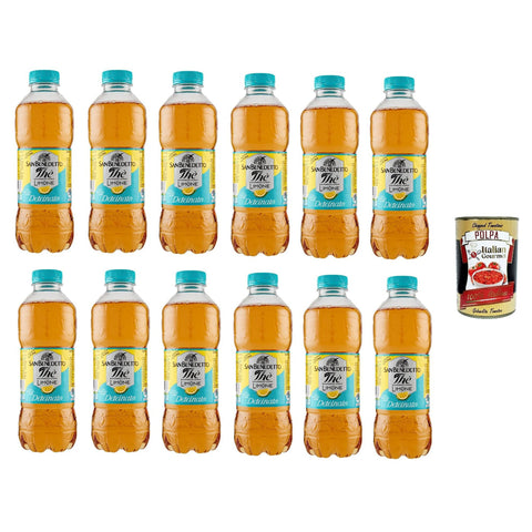San Benedetto Thè Deteinato Limone entkoffeiniert Eistee The' Zitrone PET Einweg ice tea erfrischend Ohne Konservierungsstoffe und künstliche Farbstoffe 12x500