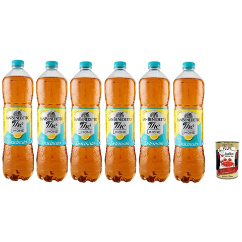 San Benedetto Thè Deteinato Limone 6x 1,5 L, entkoffeiniert Eistee The' Zitrone PET Einweg, ice tea erfrischend, Ohne Konservierungsstoffe und künstliche Farbstoffe italienisch Original