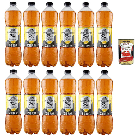 San Benedetto Thè Limone zero, Eistee The' Zitrone ohne Zucker PET Einweg 12x1,5l Original italienisch Getränk