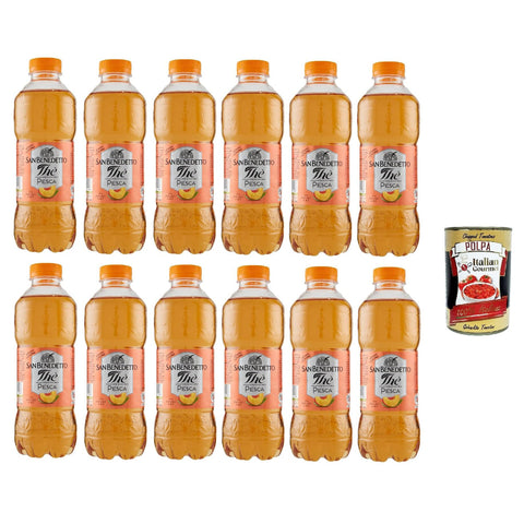 San Benedetto Thè Pesca Eistee The' Pfirsich PET Einweg ice tea erfrischend Ohne Konservierungsstoffe und künstliche Farbstoffe 12x500 ml italienisch Original