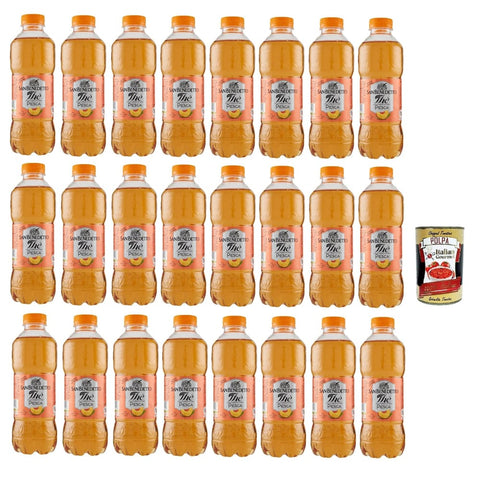 San Benedetto Eistee San Benedetto Thè Pesca 24x 500 ml, Eistee The' Pfirsich PET Einweg, ice tea erfrischend, Ohne Konservierungsstoffe und künstliche Farbstoffe italienisch Original 8001620001493