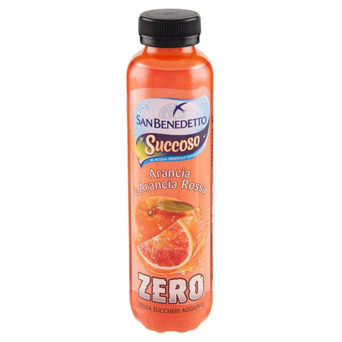 San Benedetto Succoso Zero ohne Zucker Arancia e Arancia Rossa Orange und Blutorange PET Flasche Lt Fruchtsaft 12x400ml Original italienisch Getränk