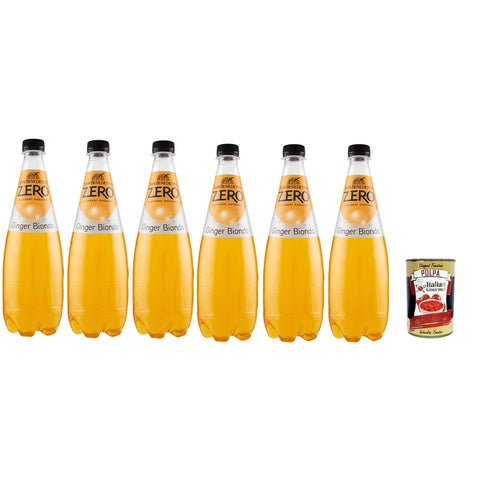 San Benedetto Ginger biondo Zero PET aperitivo ohne Zucker, hne Zucker Softdrink ohne Zucker 6x0,75l Original italienisch Ginger Ale