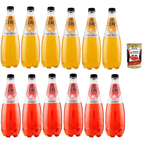 San Benedetto Ginger Testpaket Zero PET aperitivo ohne Zucker 12x 0,75 l, hne Zucker Softdrink ohne Zucker, erfrischend Aperitiv Aperif sugarfree italienisch Original