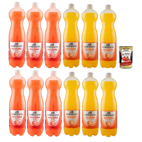 San Benedetto Aranciata Testpaket, Blutorange und OrangenLimonade orangen PET erfrischend 12x1,5l Original italienisch Getränk