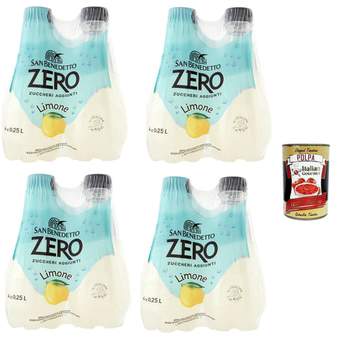 San Benedetto Limone Zero PET ohne Zucker 24x 0,25 l, Zitrone zero, Limonade orange ohne Zucker, lemon soft drink sugarfree italienisch Original
