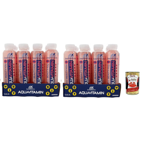 San Benedetto Aquavitamin Beauty you Wasser mit Rote Früchte water with red fruits 24x400 ml italienisch Original Pastasauce + kostenlos polpa 400 g