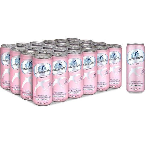 San Benedetto Wasser San Benedetto Natürliches Mineralwasser in der Dose,Reines und erfrischendes Getränk, Elegantes Design, Solide und Praktische Form24x330 ml Original italienisch inkl. Italian Gourmet Polpa 400g 8001620018040