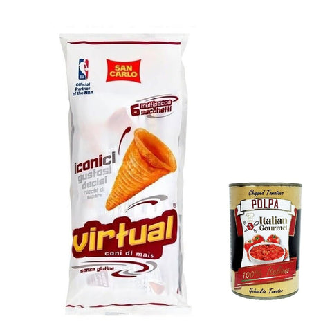 6x San Carlo Snack Virtual, Maiszapfen Patatine, Kartoffel Chips 132 g Multipack-Packung, Jede Packung enthält 6 Beutel à 22 g italienisch Original